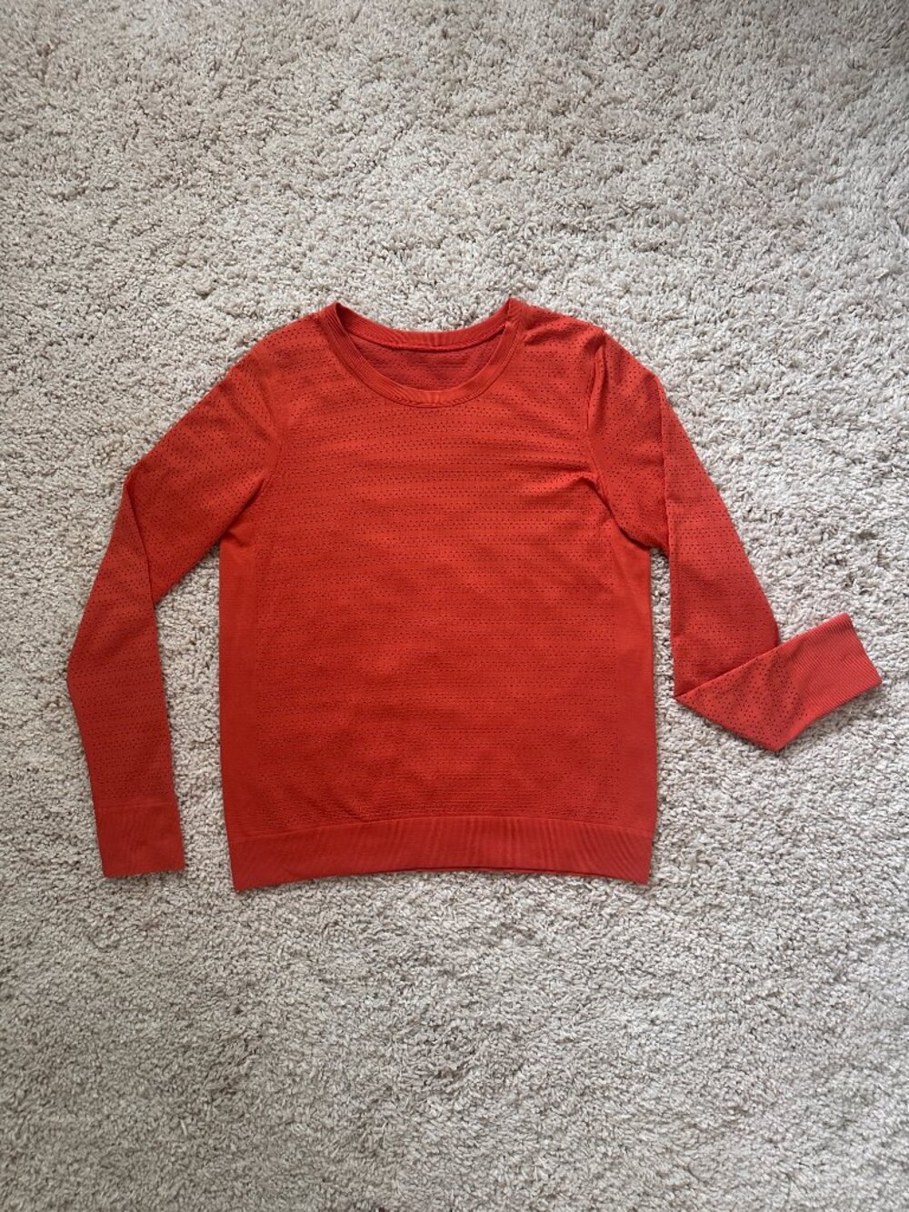 LULULEMON 8 Women's Breeze By Long Sleeve Perforated Training Top - Orange